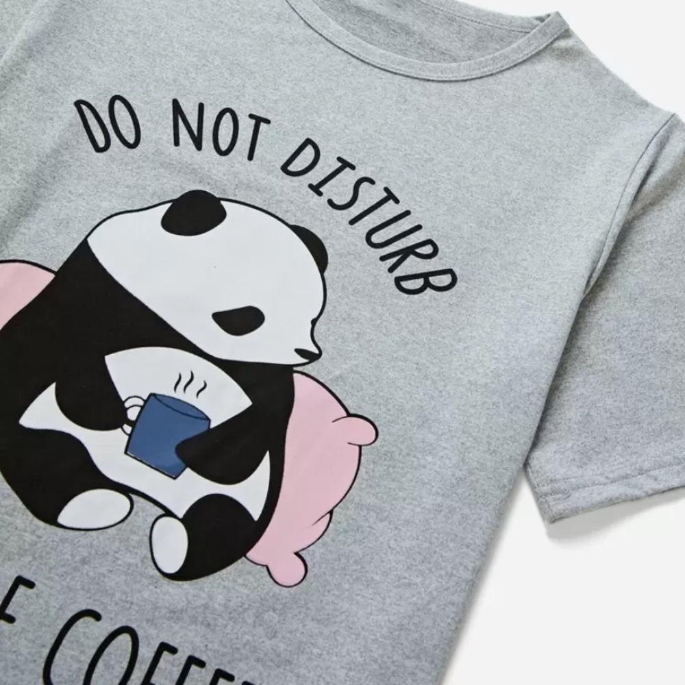 3 Piece Pajama Set - Panda - Do Not Disturb Before Coffee NWT - Picture 3 of 6